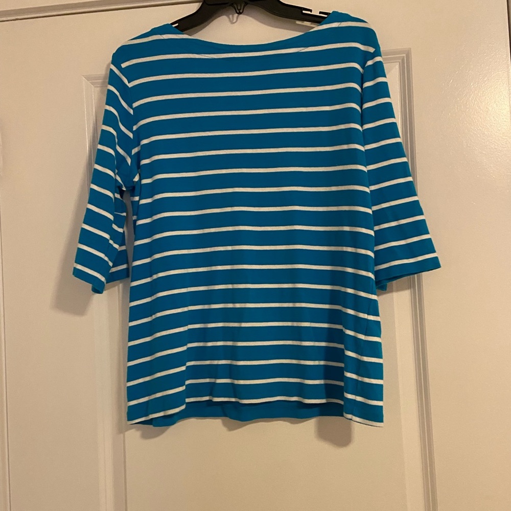 Women’s blue and white stripe cotton top
